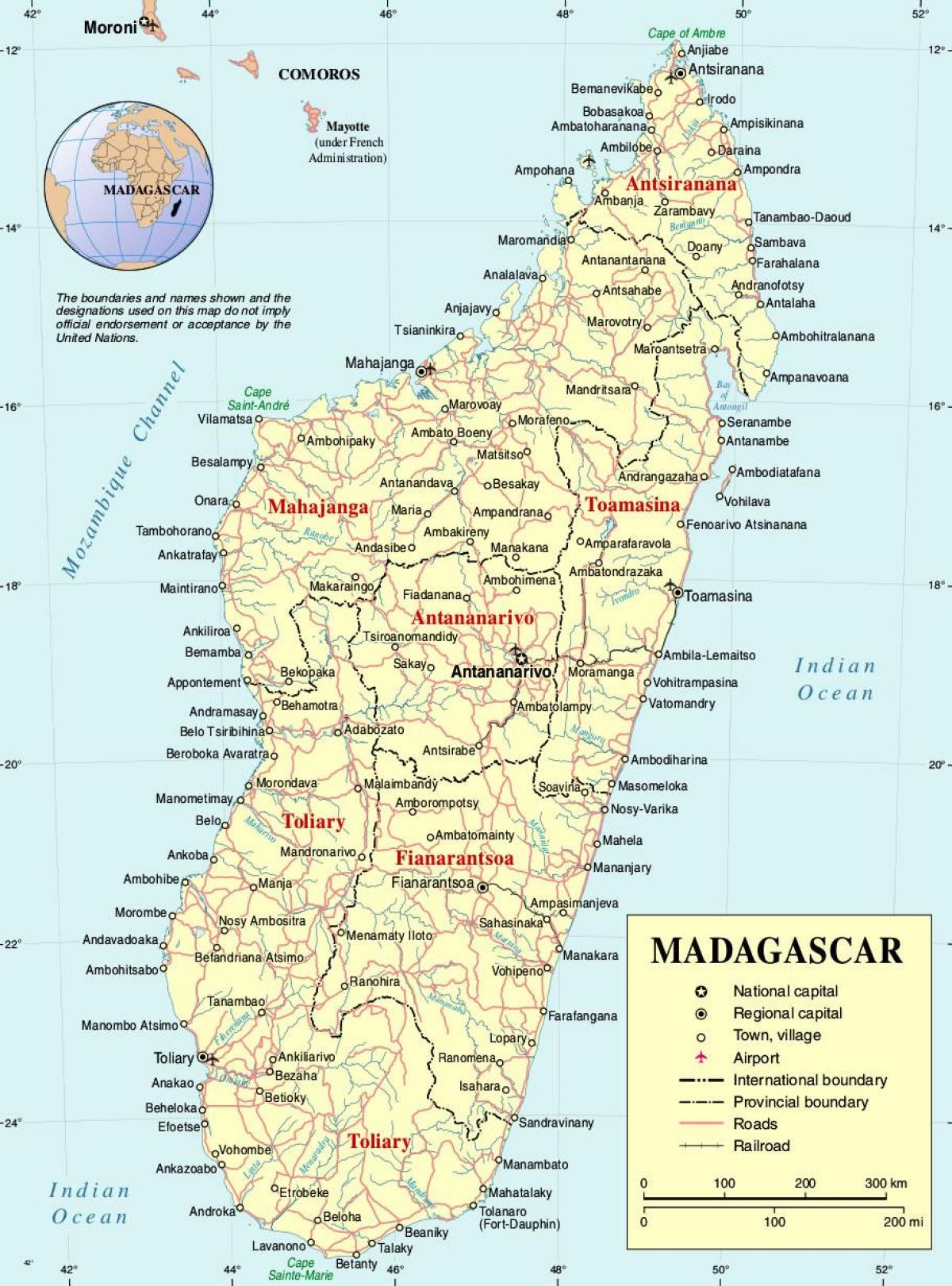 Madagaskar mapa sa gradovima