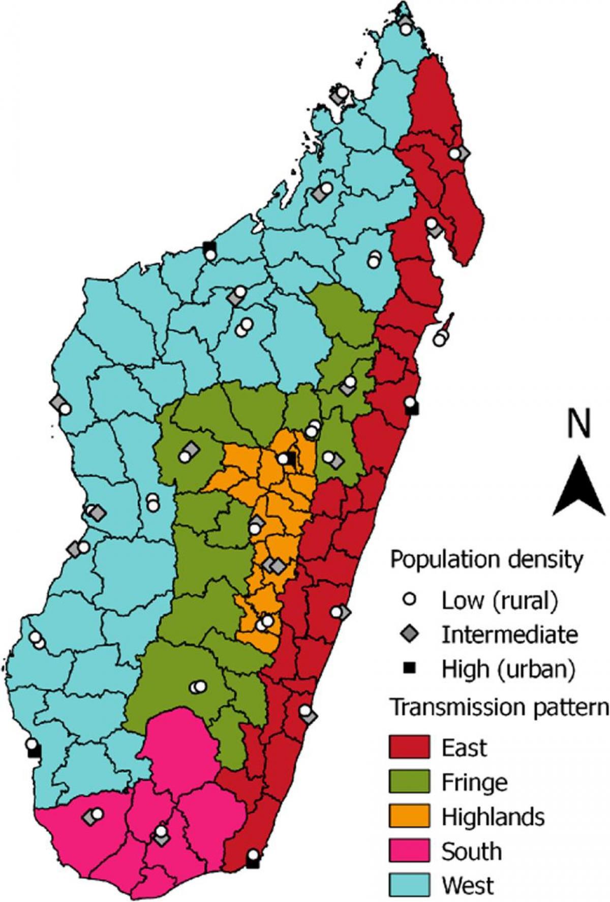 malariju Madagaskar mapu