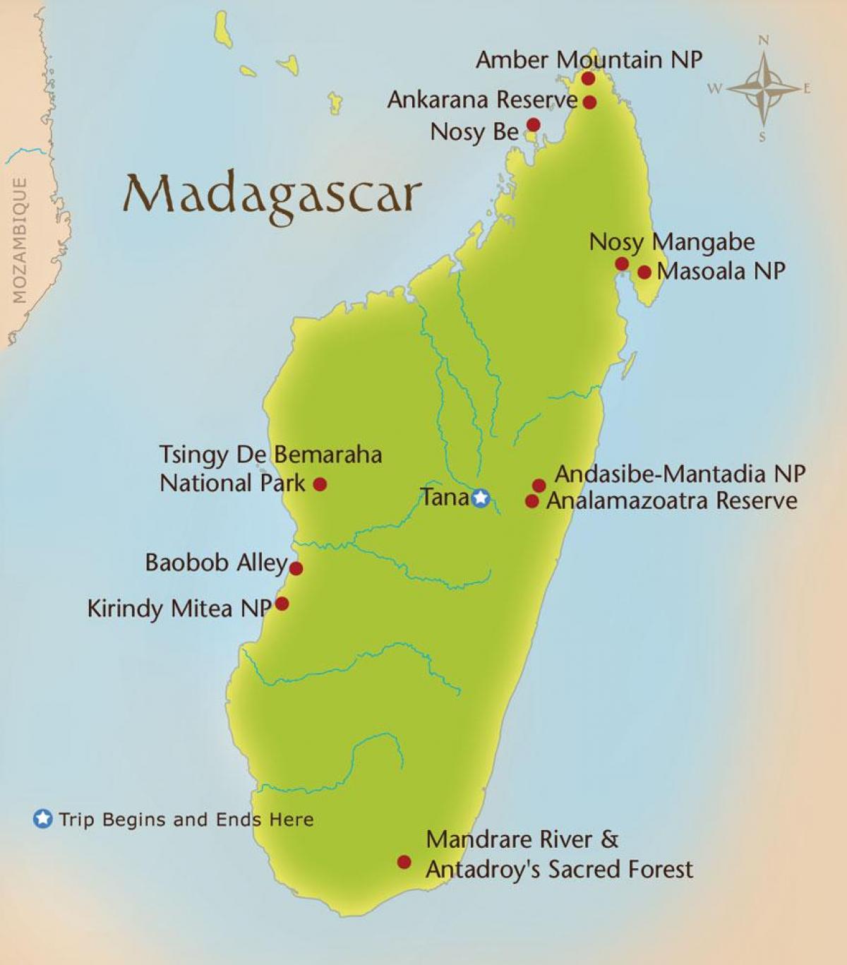 mapa Madagaskar planinama