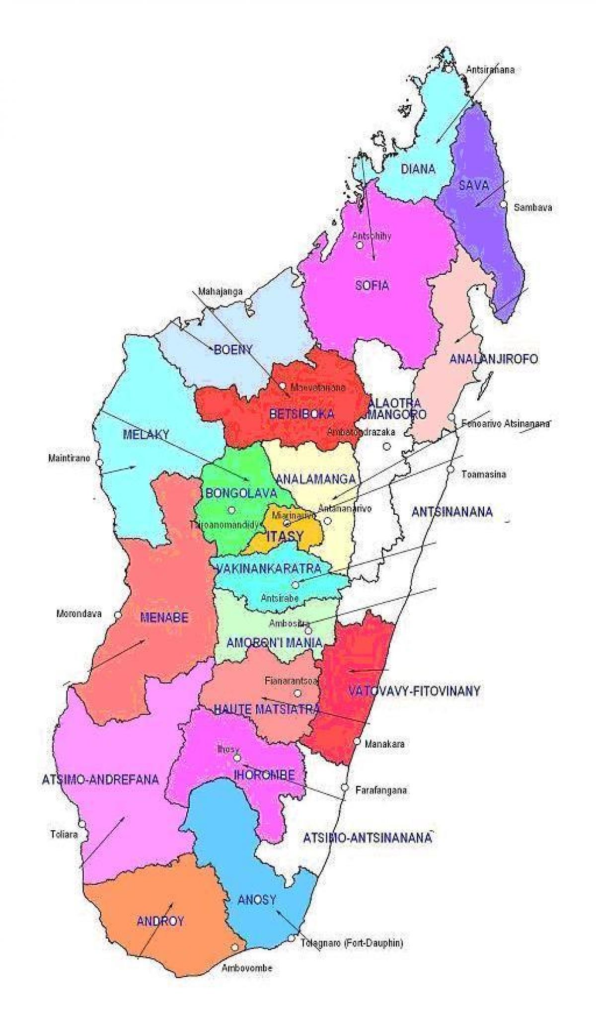 mapa Madagaskar regionima