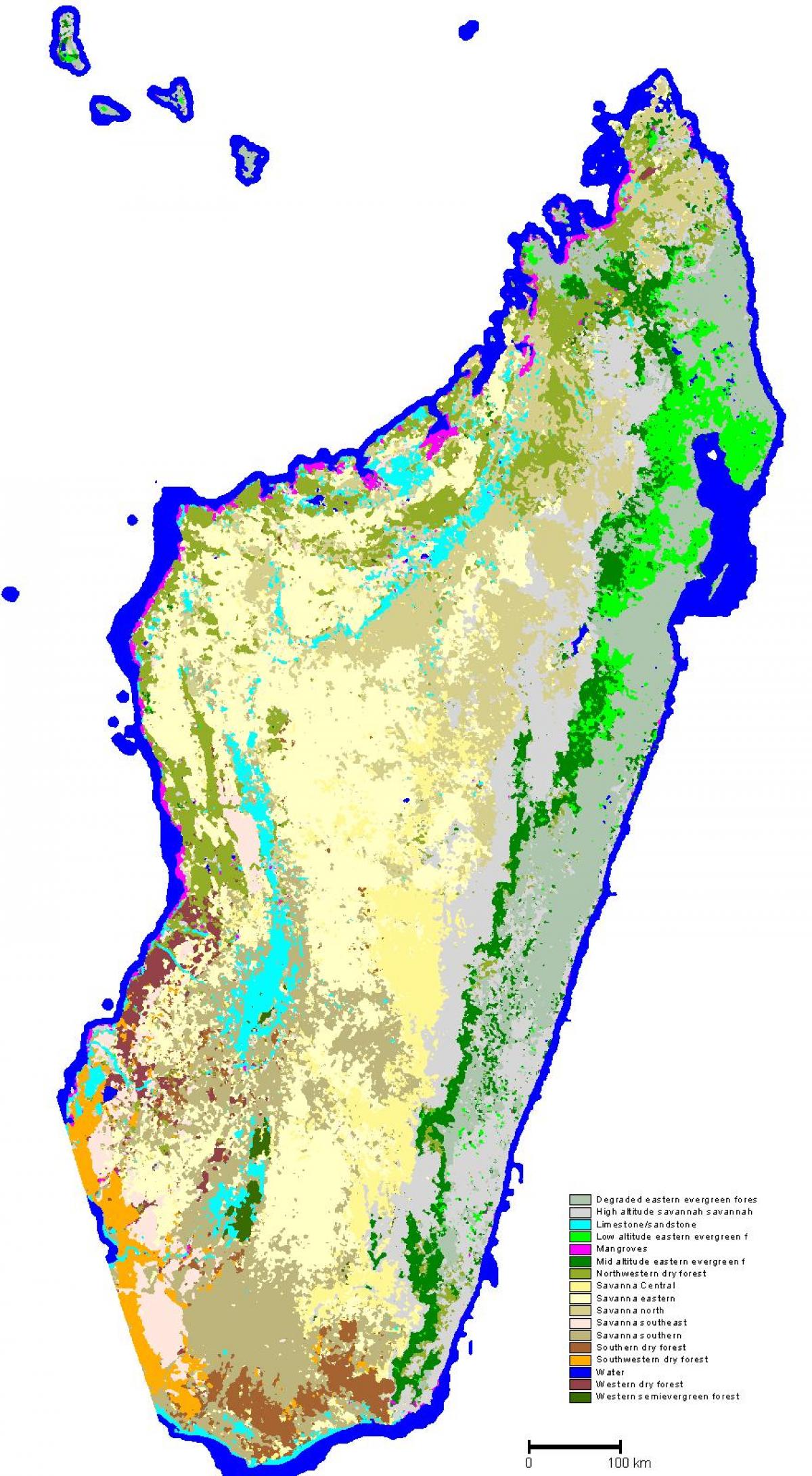 mapa Madagaskar vegetacije