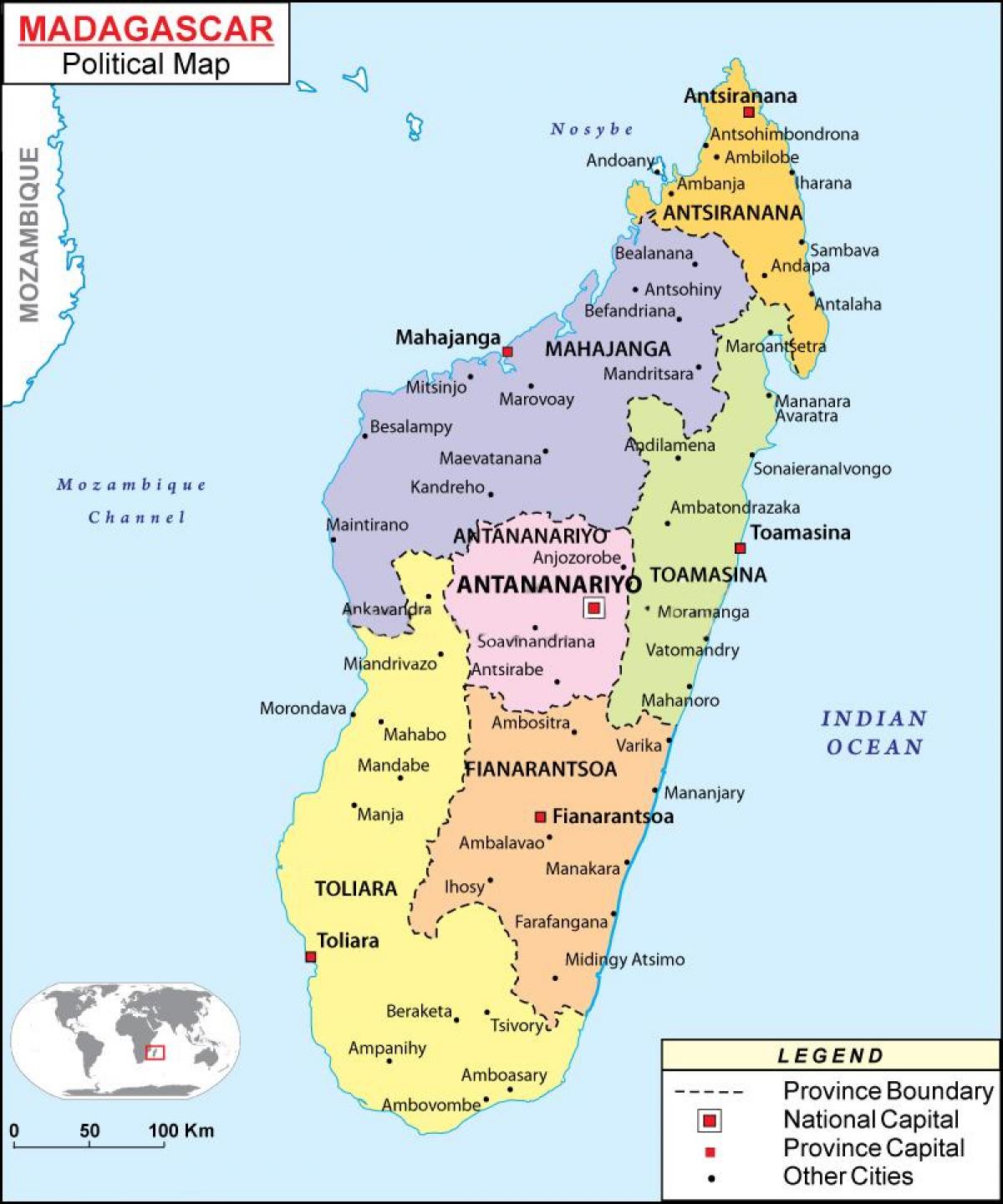 mapi političkih mapu Madagaskar