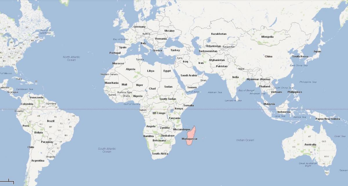 svijet mapa pokazuje Madagaskar