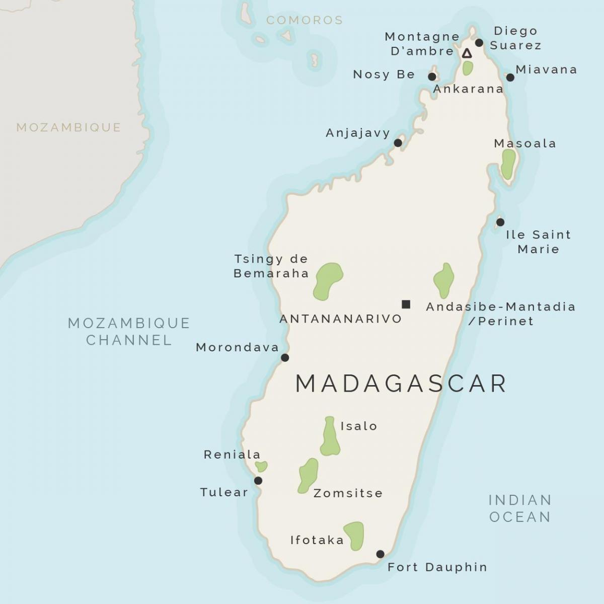 karta za Madagaskar i okolna ostrva