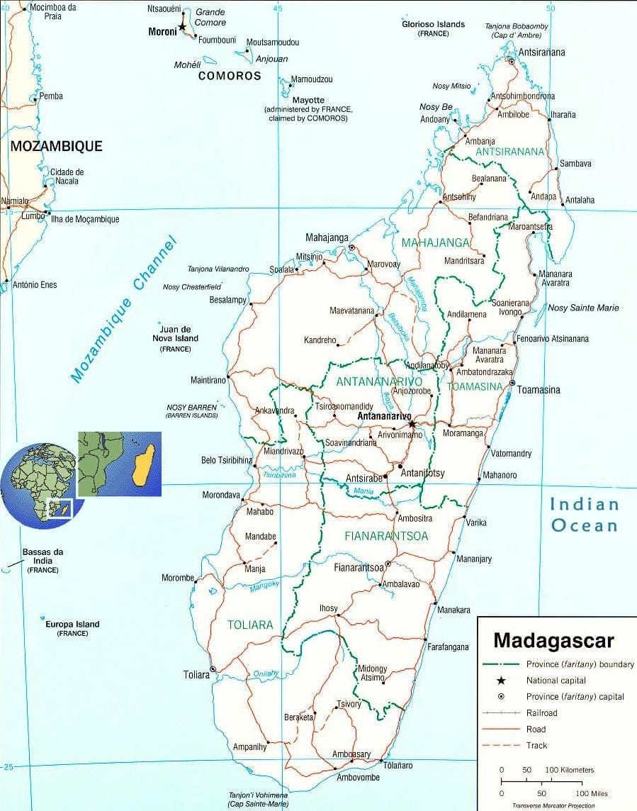 mapa Madagaskar reke