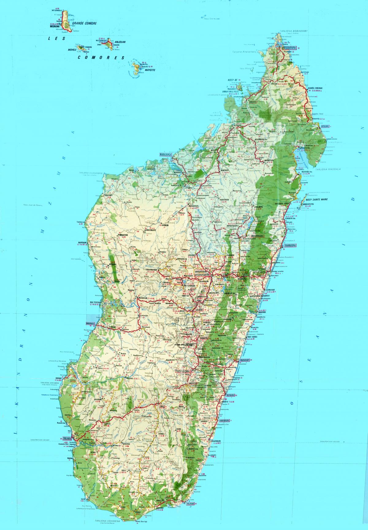 mapa Madagaskar topografske