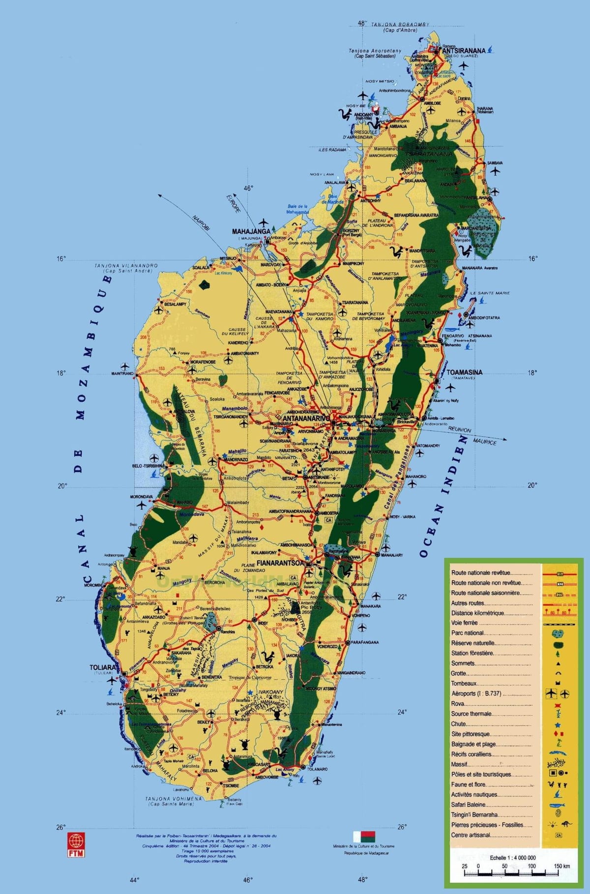 Madagaskar turističke atrakcije mapu