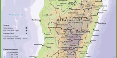 Mapa fizički mapu Madagaskar