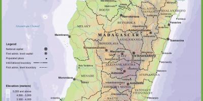 Mapa fizički mapu Madagaskar