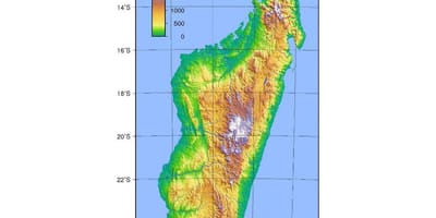 Mapa Madagaskar elevacija