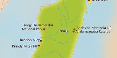 Mapa Madagaskar planinama